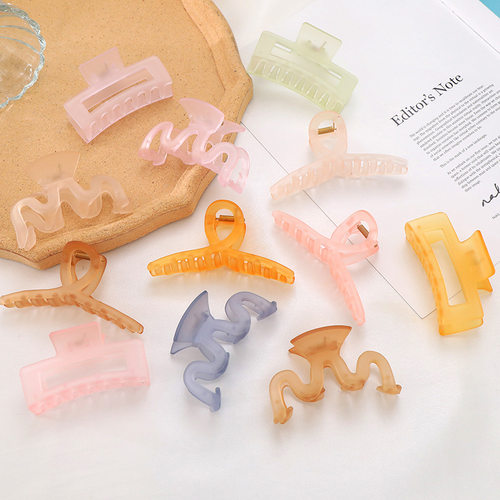 New Solid Hair Claws Elegant Large Hair Clips Korean Candy C