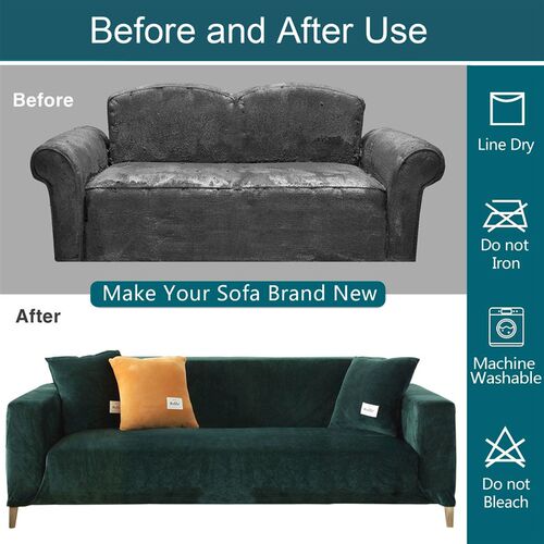Velvet Plush Sofa Cover for Living Room Sectional Couch Cove