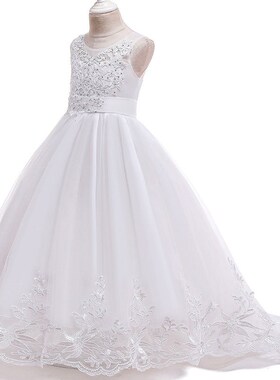 Tailing Girls Christmas Dress Costume White Bridesmaid Kids