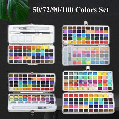 50/72/90/100 Colors Solid Watercolor IPaint Set Basic Neone