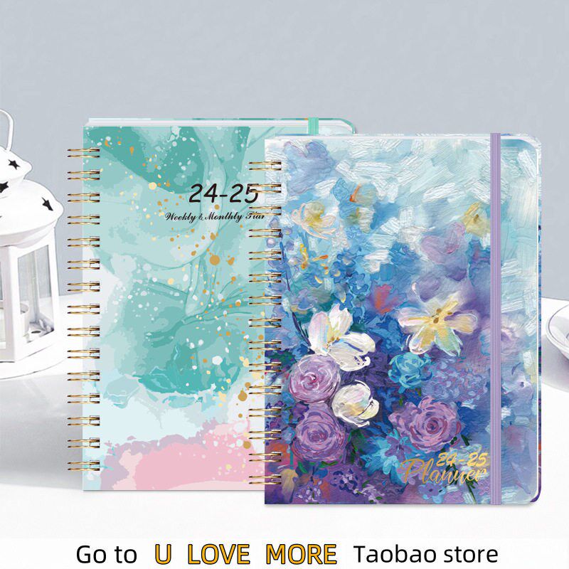 2025 Weekly Monthly Planner Agenda A5 Notebook Diary Notepad - 实物图