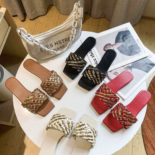 Slippers Womens Fashionable Outer Wear New Summer Woven Fla