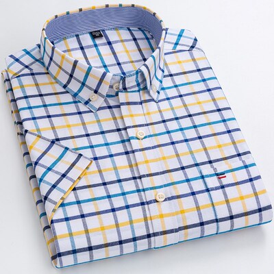 S~7xl Cotton Shirts for Men Short Sleeve Summer  Plus Size P