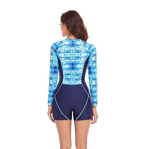 Womens one-piece long sleeved swimsuit, womens shorts,