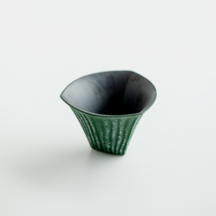 拓土墨黑三足陶瓷茶杯家用创意陶瓷品茗杯单个主人杯功夫喝茶杯子