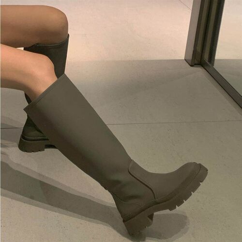 New Womens high boots Square heel Platform shoes Chelsea bo