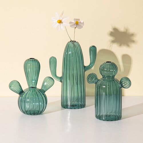 Cactus Shaped Glass Vase for Plant Creative Vase Decoration