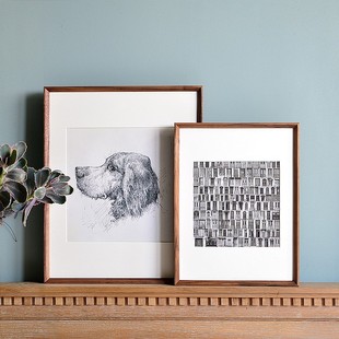 榫卯实木画框婚纱照相框胡桃木海报装裱挂墙极简窄边框正方定制