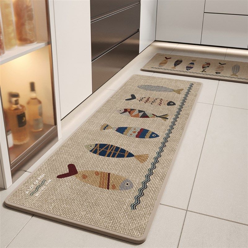 亚麻编织厨房专用地垫吸水防滑耐脏家用长条吸油地毯可擦易打理,居家布艺,厨房地垫,淘宝优惠券,粉丝福利购,淘宝优惠卷
