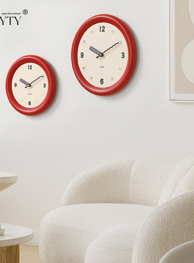TEBOYTY免打孔钟表挂钟客厅2023新款现代奶油风艺术装饰墙面时钟