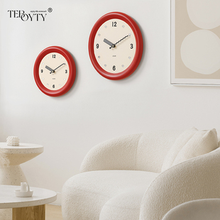 TEBOYTY免打孔钟表挂钟客厅2023新款现代奶油风艺术装饰墙面时钟