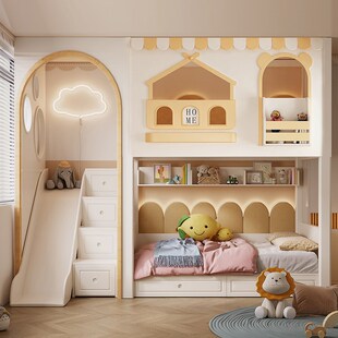 儿童床高护栏上下同宽层床两层小户型大人上下铺木床高低子母床