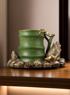 富贵竹笔筒摆件节节高升招财竹子客厅酒柜办公室餐厅高档装饰品