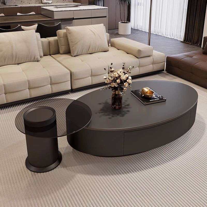 意式茶几组合轻奢黑色岩板高级茶桌客厅圆形家用现代简约小户型,3C数码配件,其它配件,淘宝优惠券,粉丝福利购,淘宝优惠卷