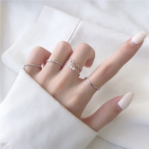 5Pcs/set Light Luxury Simulation Pearl Simple Fashion Plain