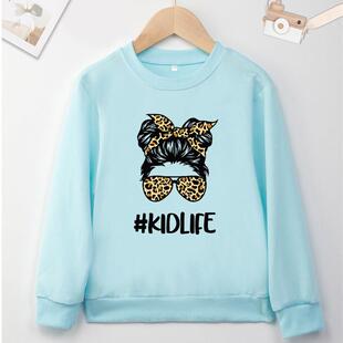 Creativity Print #Kidlife Letters Pint Girls Sweatshirts Fou