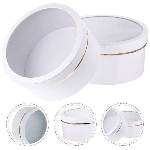 Empty Round Paper Gift Boxes Window Type Holes for Flowers
