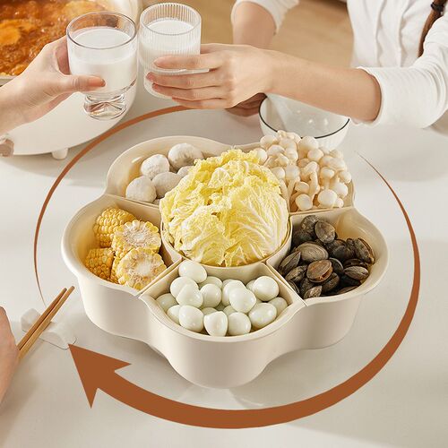 Rotatable Partitioned Veggie Tray for Kitchen Rotating Veggi