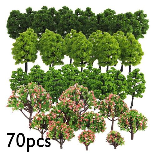 20/70pcs Plastic Model Train Artificial Miniature ree Scener