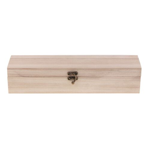 nfinished Wooden Wine Box, Hinged with Clasp, One Size, Natu