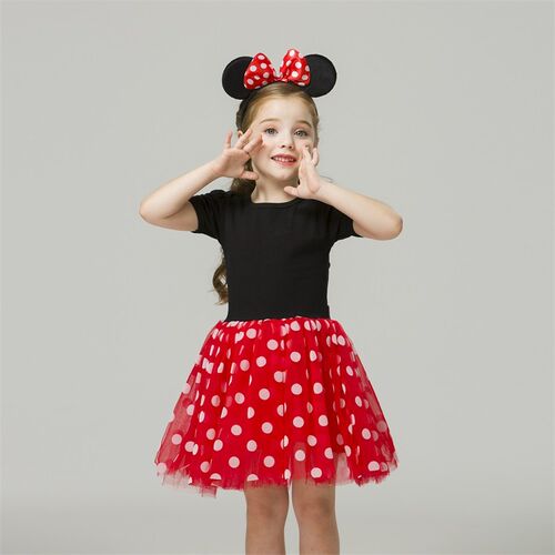 Girls Cosplay Cartoon Costume Kids Summer Short Sleeve Polka