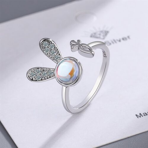 Exquisite Opal Fox Rings For Women Shiny Zircon Animal Rabbi
