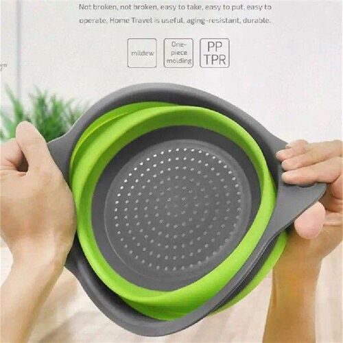 2Pcs Round Collapsible Colander Silicone Kitchen Fruit
