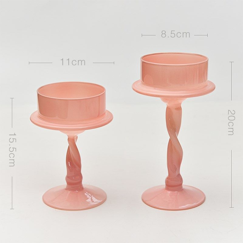创意手工粉色玻璃烛台摆件螺旋杆烛台节日装饰圆柱蜡烛婚庆用品,家居饰品,烛台,淘宝优惠券,粉丝福利购,淘宝优惠卷