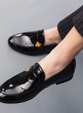 New Men Dress Shoes Shadow Patent Leather Luxury Fashion Gro