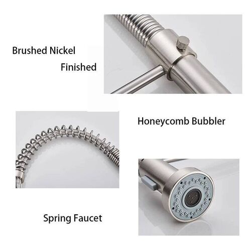 Spring Brushed Nickel Kitchen Faucet Deck Mounted Mixer Tap
