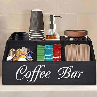 Y17A Coffee Station Counter Organizer Countertop Wooden