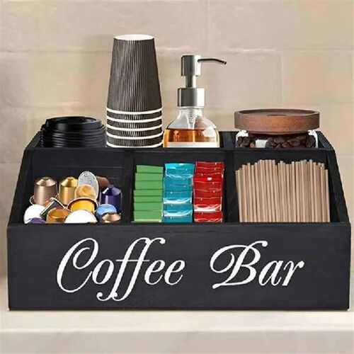 Y17A Coffee Station Counter Organizer Countertop Wooden
