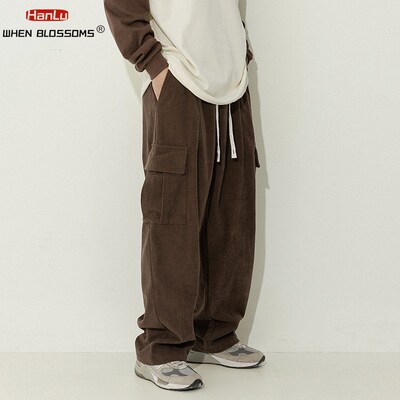 Hip Hop Jogging Cargo Pants Mens Corduroy Sweatpants Loose C