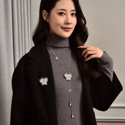 HighEnd Crystal Butterfly Sweater Chain Versatile TwoWear Lo