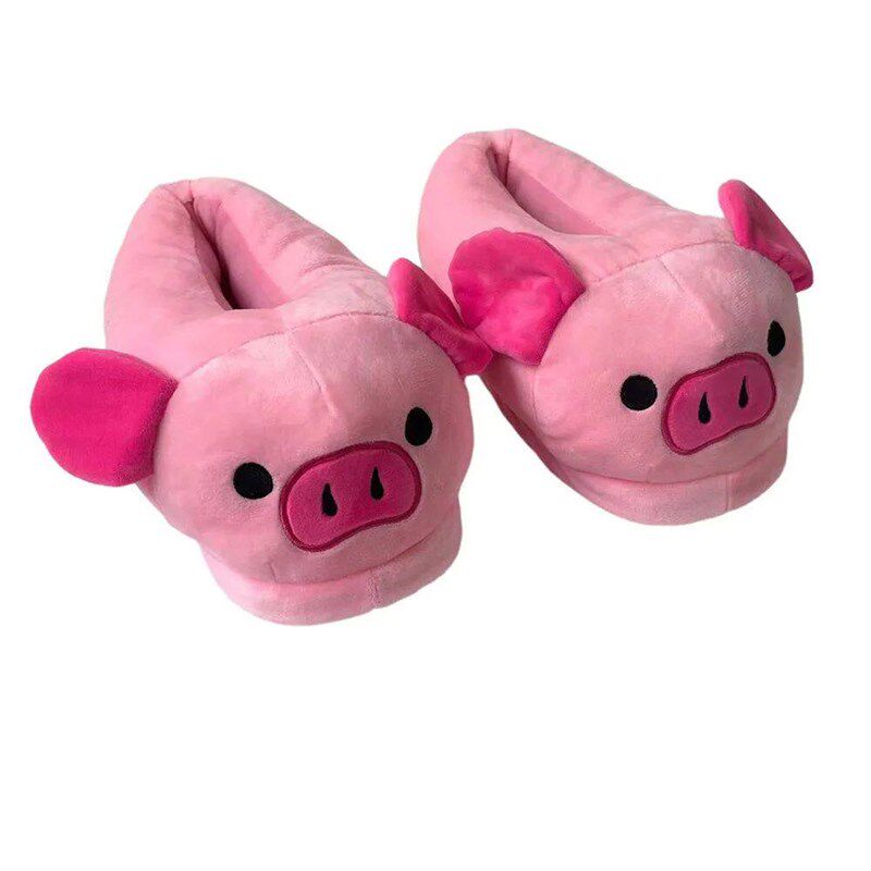 Cute Cartoon Pig Winter Warm Shoes Women Heel Cover Home