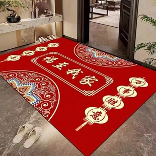 硅藻泥中式红色喜庆加厚进门入户门口地垫脚踏垫高档玄关防滑门垫