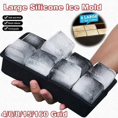 4/6/8/15/160 Grid Big Ice Tray Mold Giant Jumbo Large Food G