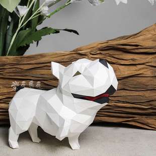 花飞花手工折纸艺术纸模成品空间装饰拍摄道具橱窗美陈-法斗小狗