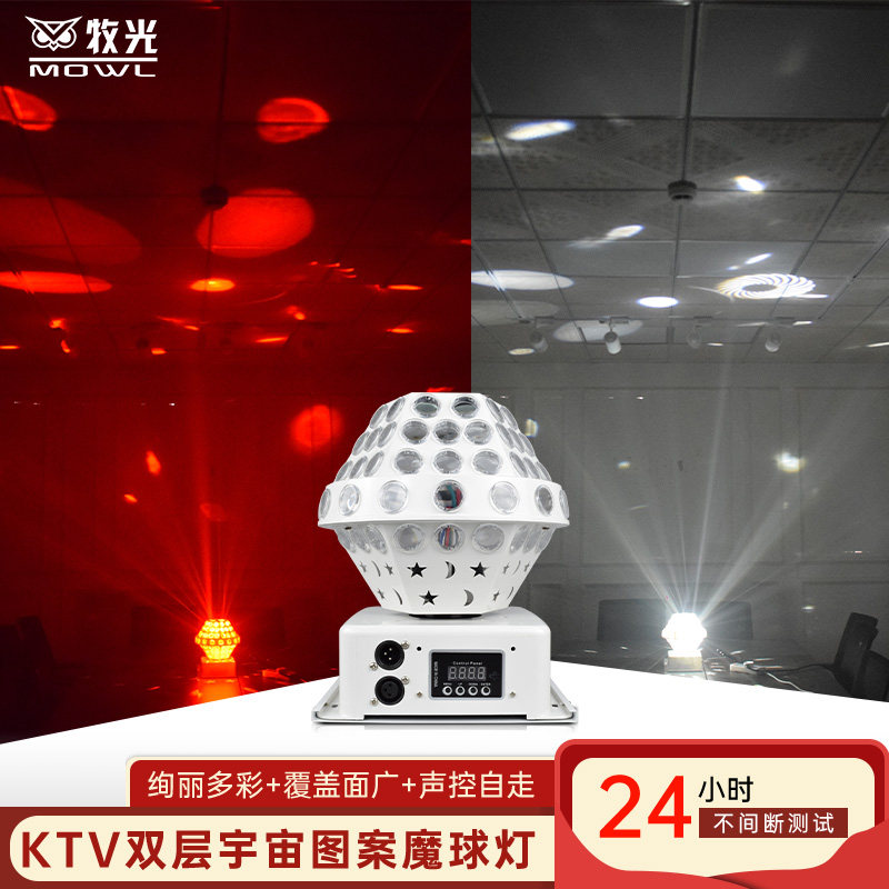 双层图案宇宙灯笼魔球灯家用蹦迪包房ktv闪光灯旋转爆闪led七彩灯