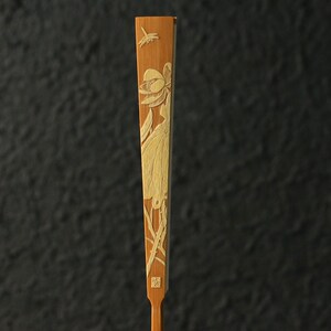 精品名家戚有良纯手工留青雕刻花鸟图老玉竹文玩竹折扇七寸小扇子