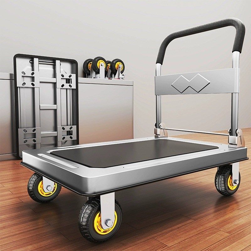 加厚钢板平板车手推车搬运车小推车拉货折叠便携家用拖车快递拉车,收纳整理,便携购物车,淘宝优惠券,粉丝福利购,淘宝优惠卷
