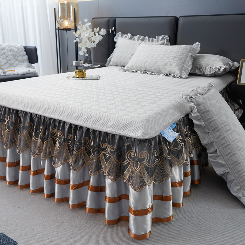 欧式类凉感冰丝席床裙款三件夏季可水洗1.2米床凉席空调软席子,床上用品,冰丝席,淘宝优惠券,粉丝福利购,淘宝优惠卷