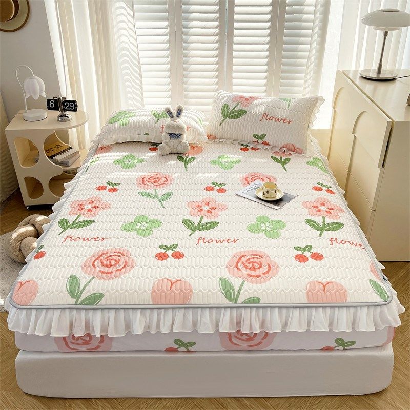 类乳胶凉席花边床笠三件夏季冰丝凉感裸睡空调席可机洗软席子,床上用品,乳胶席,淘宝优惠券,粉丝福利购,淘宝优惠卷