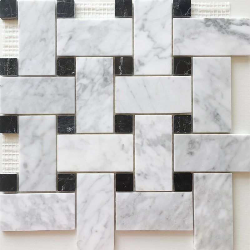 黑白石材马赛克墙贴编织大理石卡拉拉白浴室卫生间地砖艺术砖餐厅,家装主材,马赛克,淘宝优惠券,粉丝福利购,淘宝优惠卷