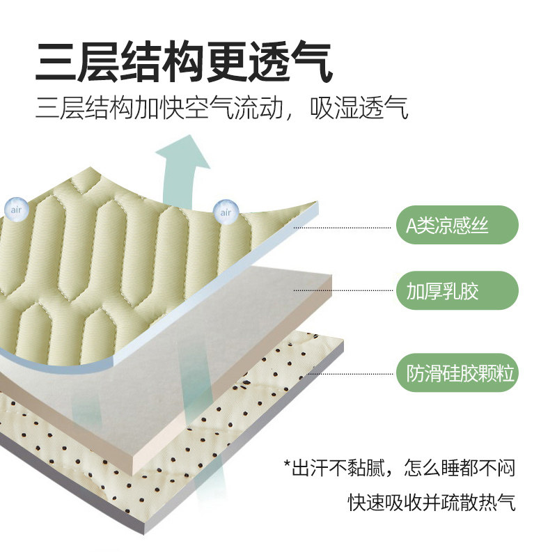 2023新款纯色冰丝乳胶凉席三件床笠可水洗儿童学生宿舍空调席子,床上用品,乳胶席,淘宝优惠券,粉丝福利购,淘宝优惠卷