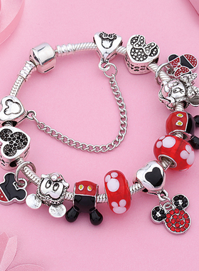 2020 Classic Design Red Crystal Mickey Minnie Pendant Bead B