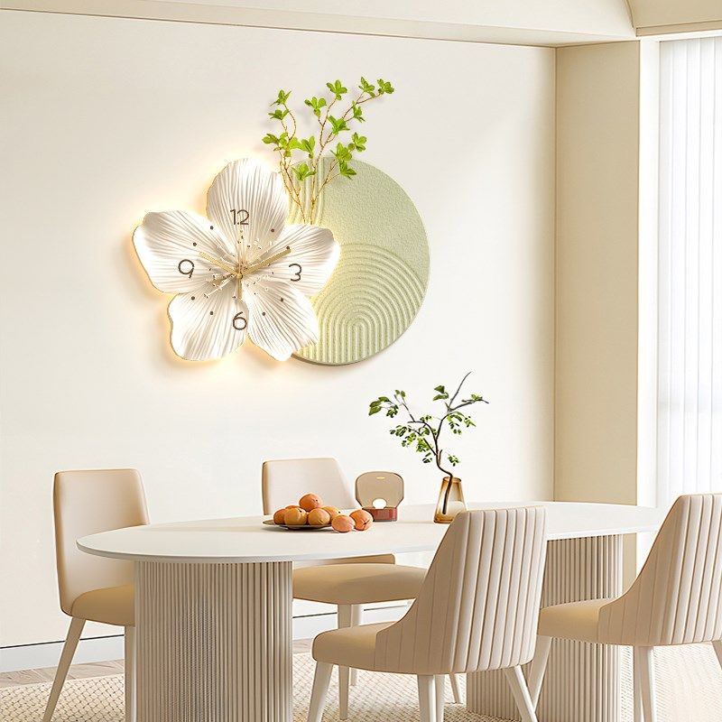202新款餐厅装饰画奶油风挂钟花卉时钟客厅电视背景墙挂画带钟表,家居饰品,钟表画/挂钟画,淘宝优惠券,粉丝福利购,淘宝优惠卷