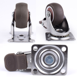 1寸1.寸1.5寸2寸丝杆MM8M10软橡胶静音轮万向脚轮丝杆万向轮