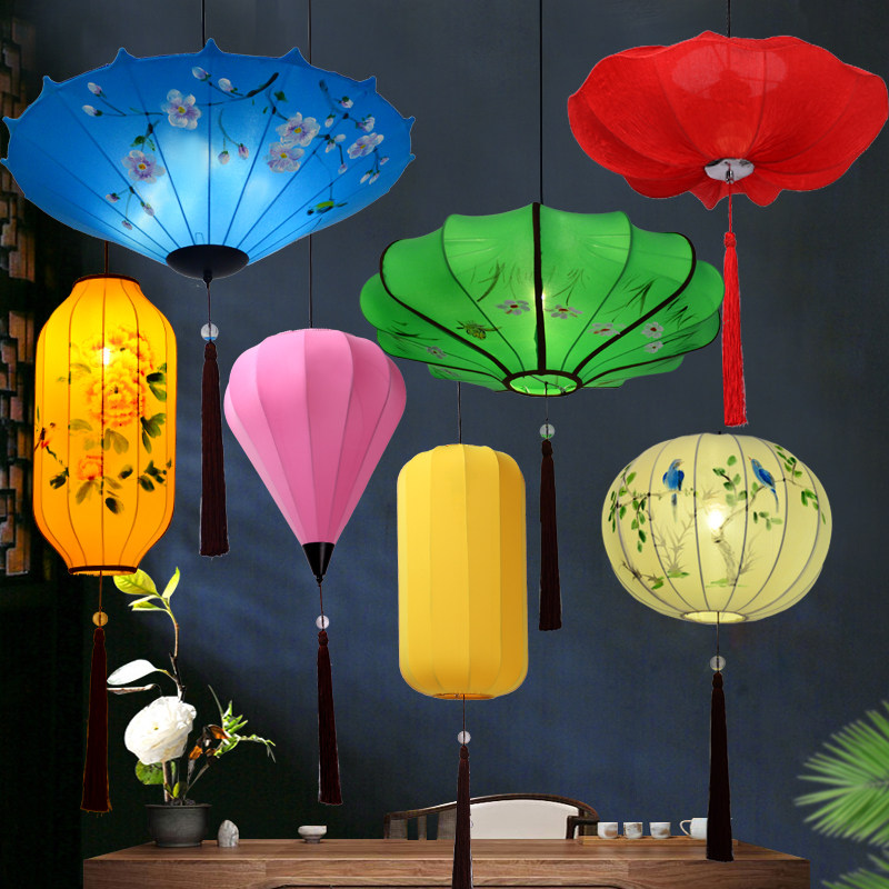 飞碟仿古布艺手绘灯笼创意艺术中式吊灯餐厅火锅店灯笼铁艺鸟笼灯,节庆用品/礼品,灯笼,淘宝优惠券,粉丝福利购,淘宝优惠卷