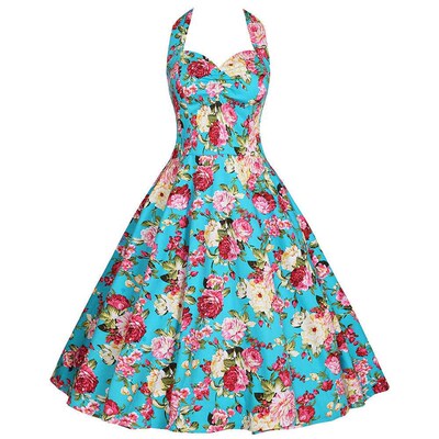 Spring retro printing pure otton hanging nek sling big swing